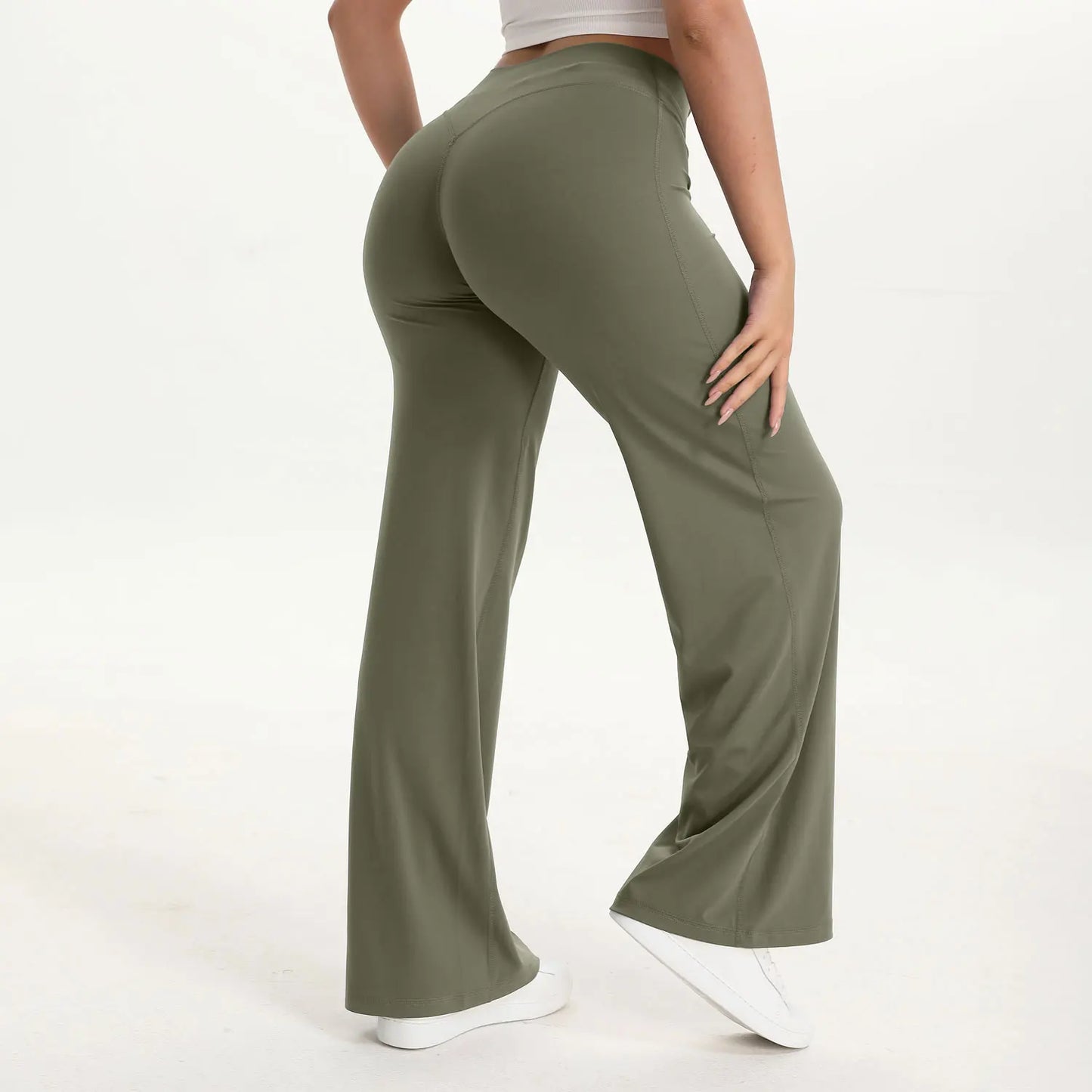 Softmotion Women's Mid-Waist Straight Leg Yoga Pants - Comfortable Leggings for Pilates, Running, and Gym Activities