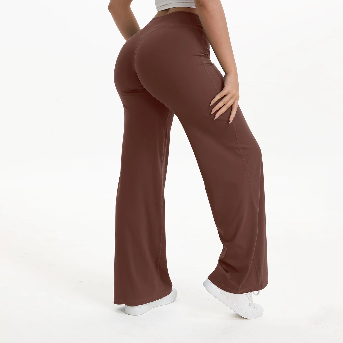 Softmotion Women's Mid-Waist Straight Leg Yoga Pants - Comfortable Leggings for Pilates, Running, and Gym Activities