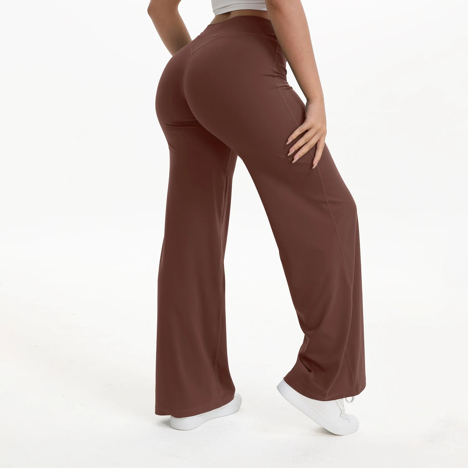 Softmotion Women's Mid-Waist Straight Leg Yoga Pants - Comfortable Leggings for Pilates, Running, and Gym Activities