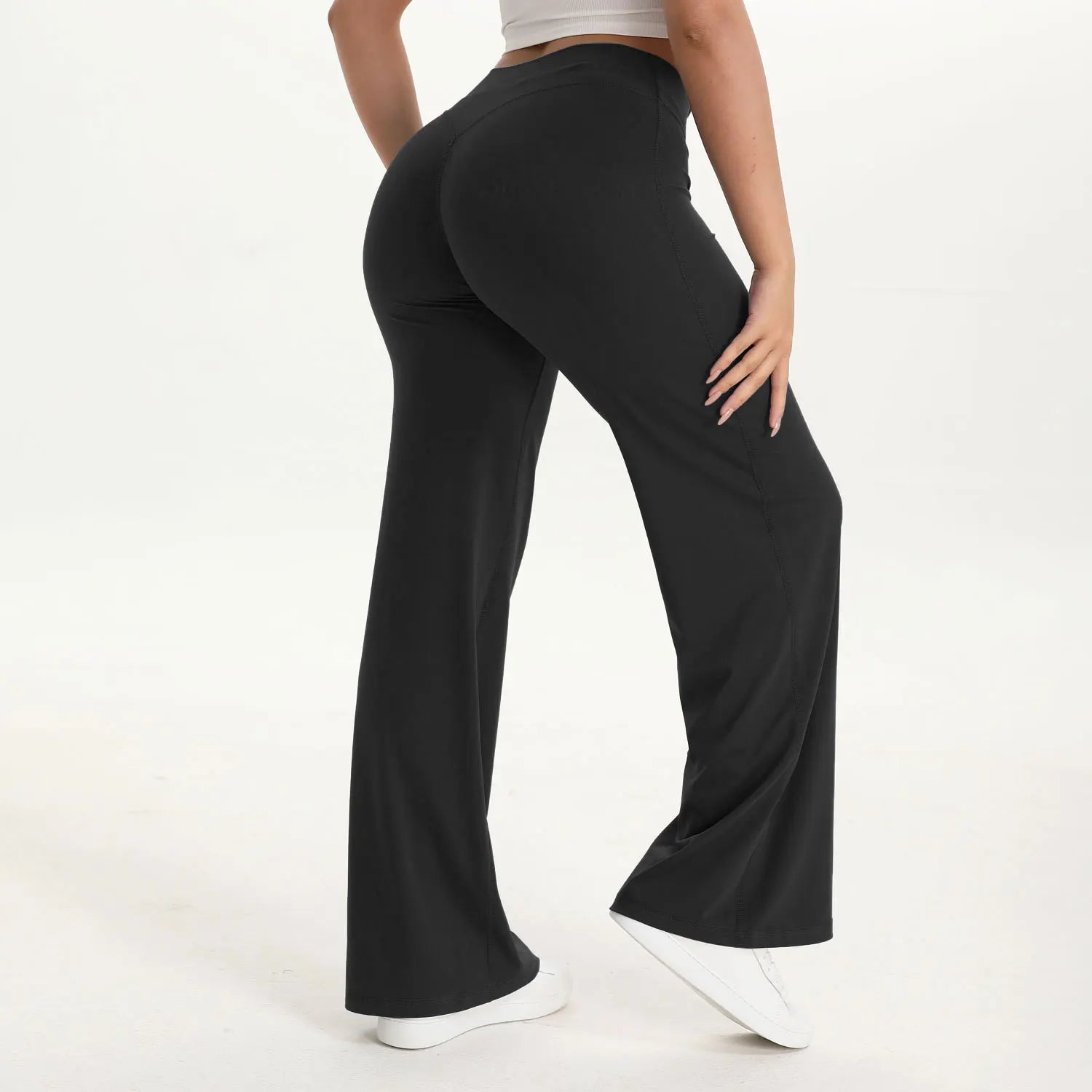 Softmotion Women's Mid-Waist Straight Leg Yoga Pants - Comfortable Leggings for Pilates, Running, and Gym Activities