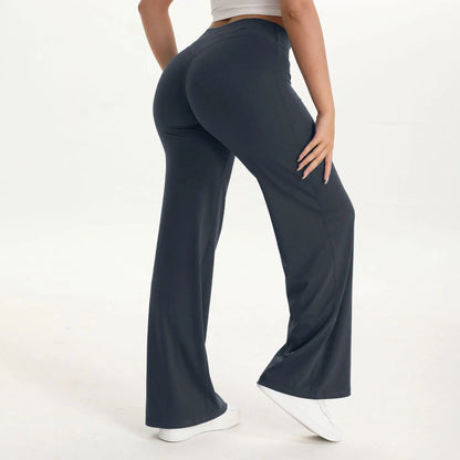 Softmotion Women's Mid-Waist Straight Leg Yoga Pants - Comfortable Leggings for Pilates, Running, and Gym Activities