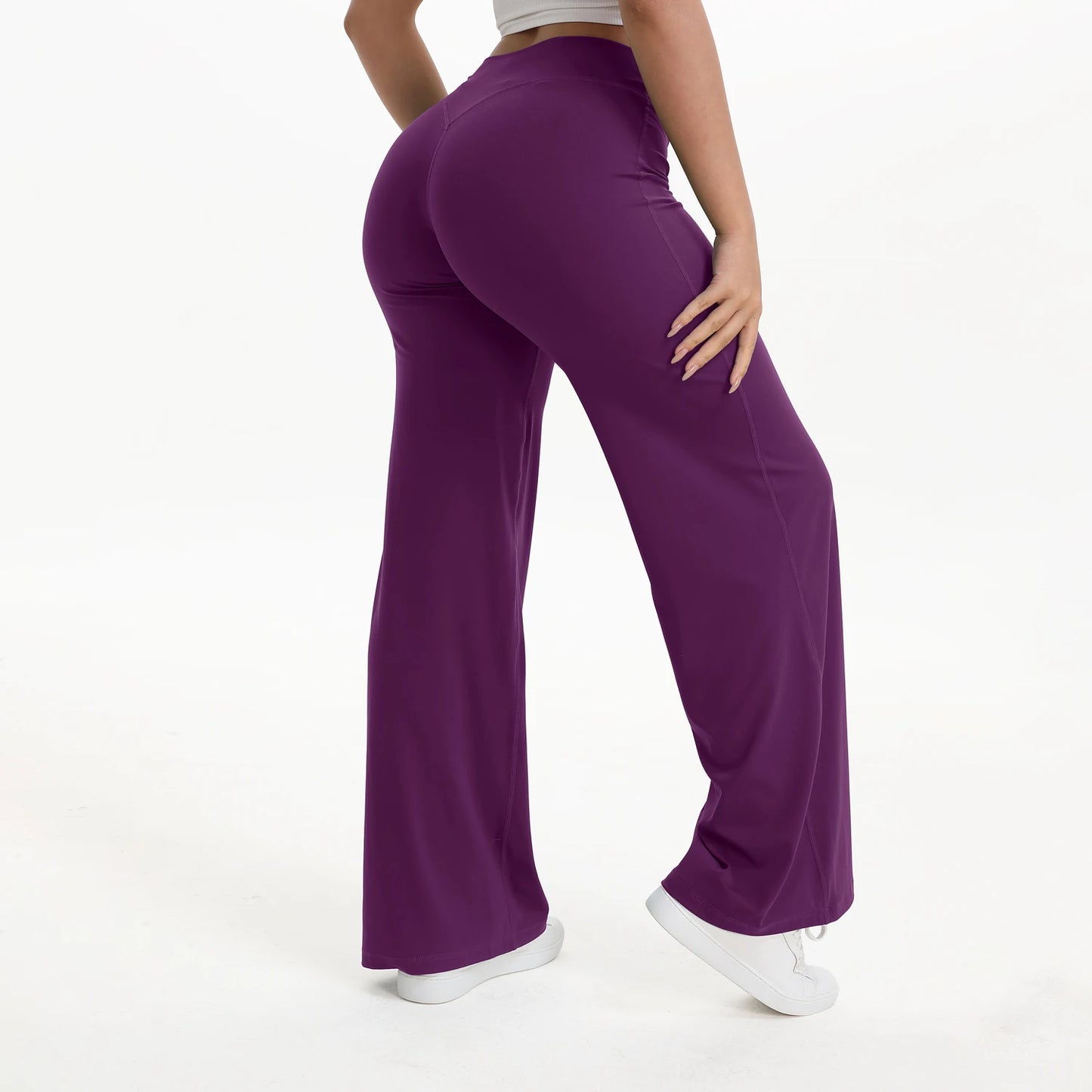 Softmotion Women's Mid-Waist Straight Leg Yoga Pants - Comfortable Leggings for Pilates, Running, and Gym Activities