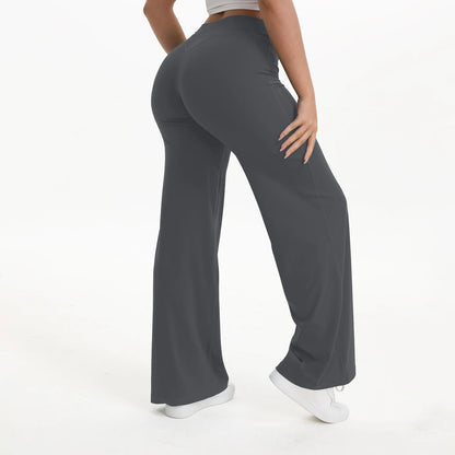 Softmotion Women's Mid-Waist Straight Leg Yoga Pants - Comfortable Leggings for Pilates, Running, and Gym Activities